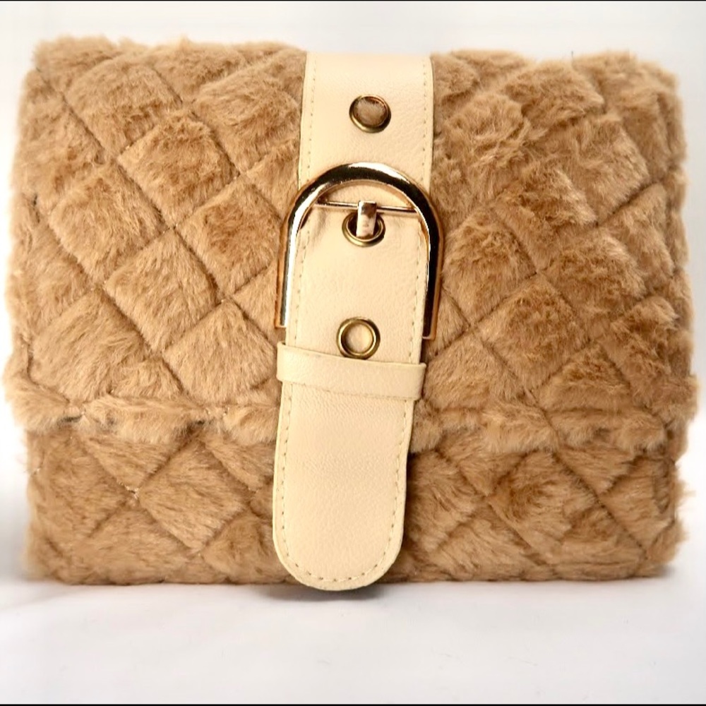 Plush fur fall winter crossbody shoulder purse bag